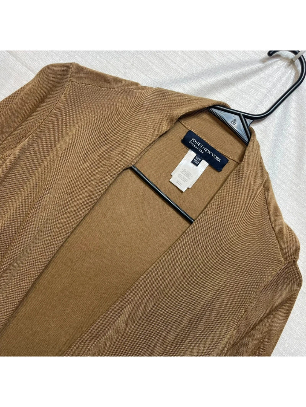 Jones New York Signature Brown Open Front Draped Cardigan S